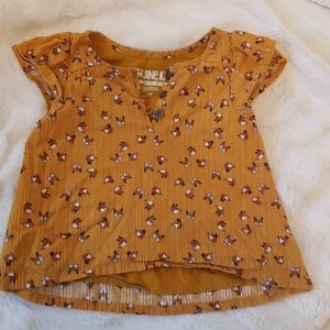 Genuine Kids Oshkosh mustard fox print blouse 2T